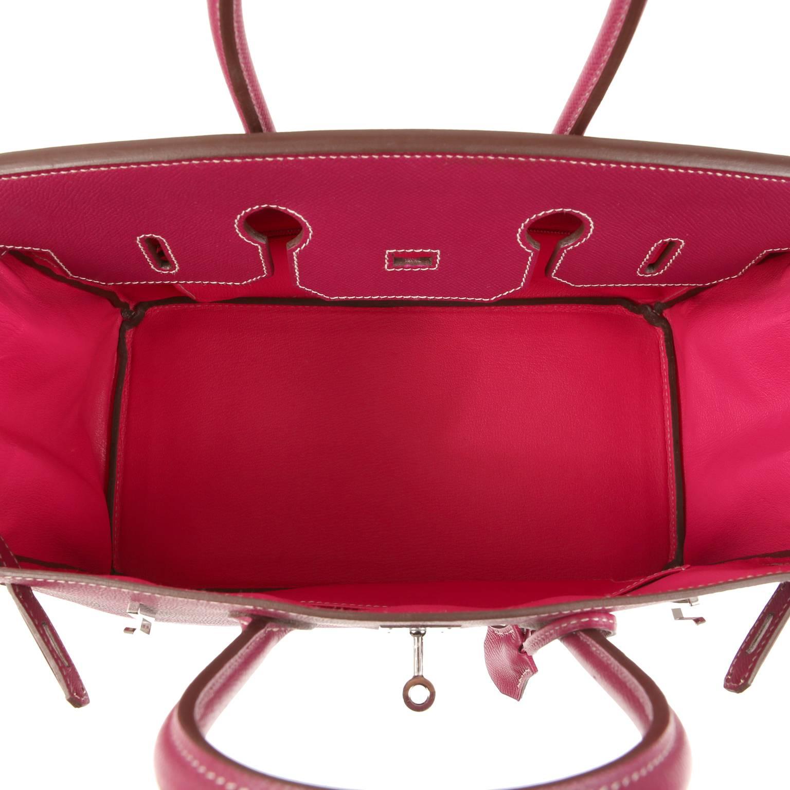 Hermès Raspberry Epsom 35 cm Birkin Bag with Rose Tyrien Interior 4