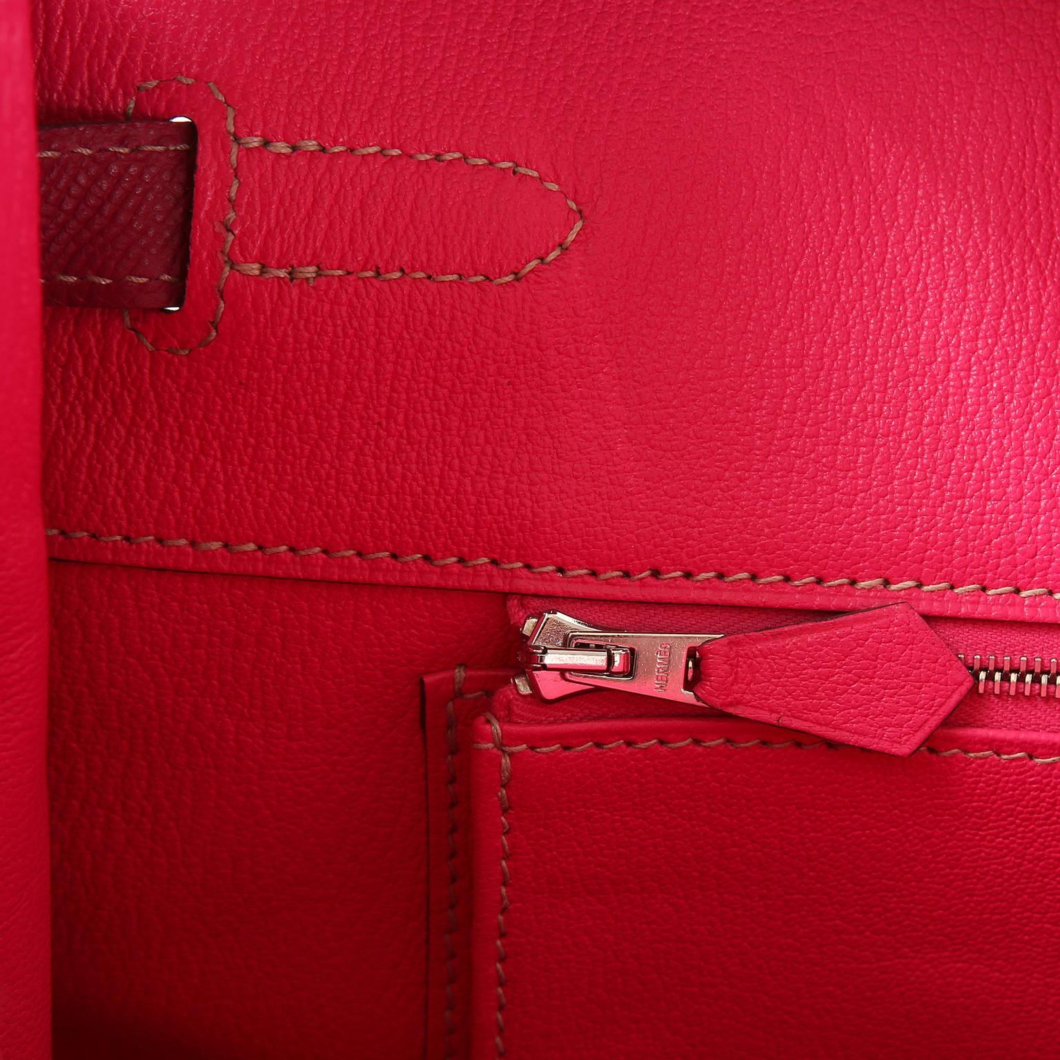 Hermès Raspberry Epsom 35 cm Birkin Bag with Rose Tyrien Interior 5