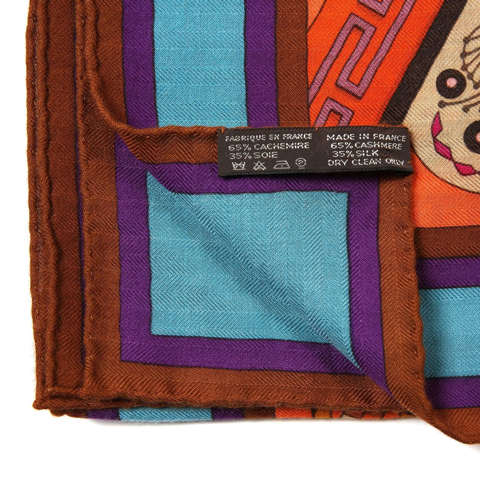 Hermès Turquoise Concours d’etriers Cashmere and Silk Shawl 5