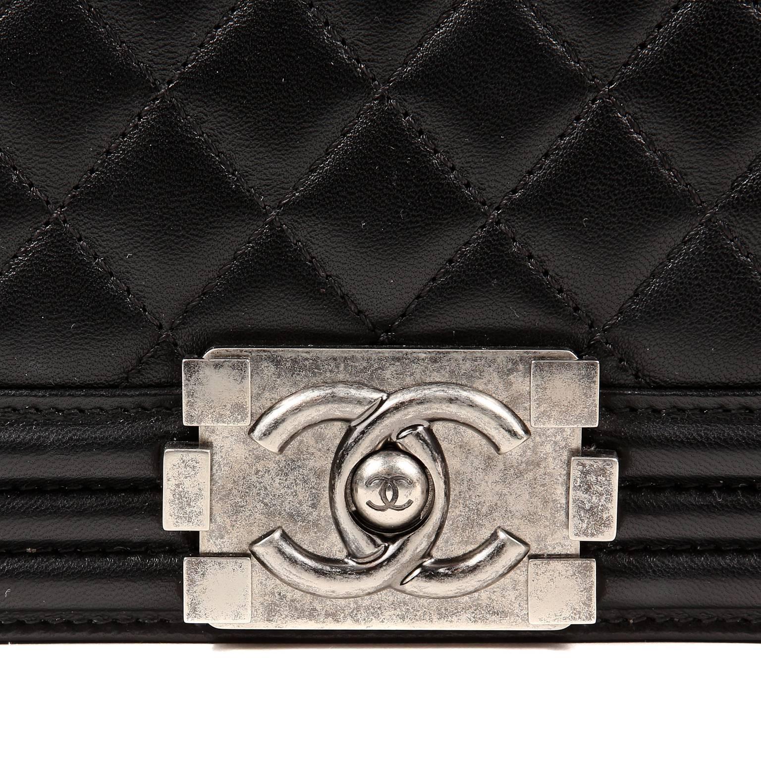 Chanel Black Lambskin  Boy Bag- Large For Sale 1