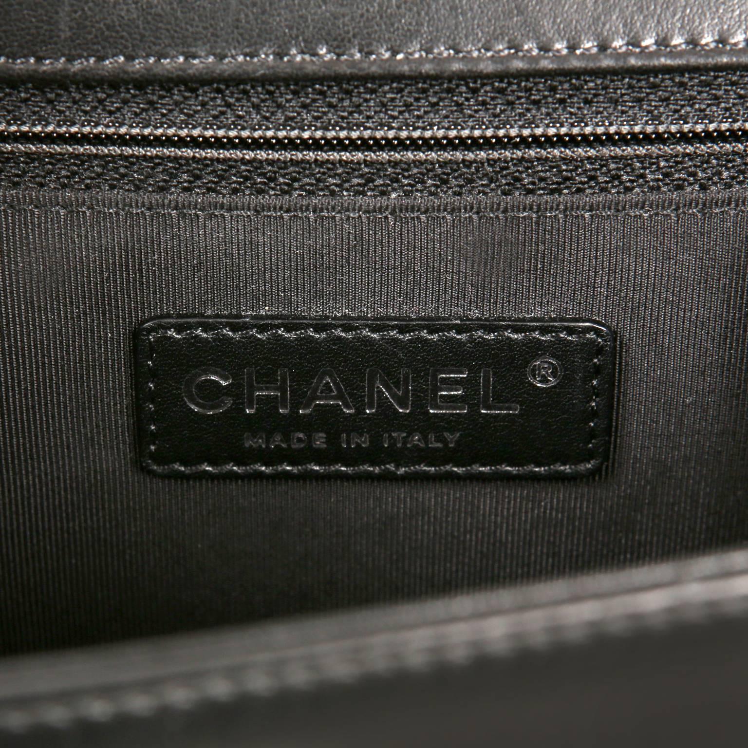 Chanel Black Lambskin  Boy Bag- Large For Sale 4
