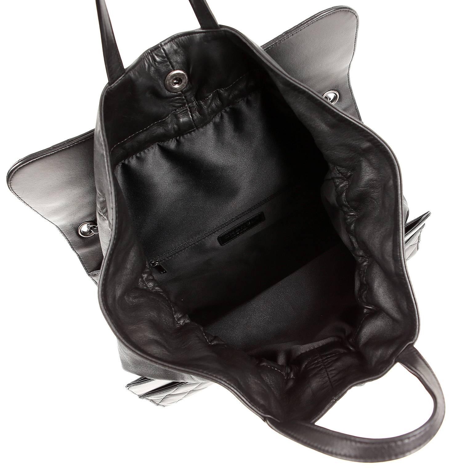 Chanel Classic Supermarket Drawstring Shopping Bag- Black Lambskin 4