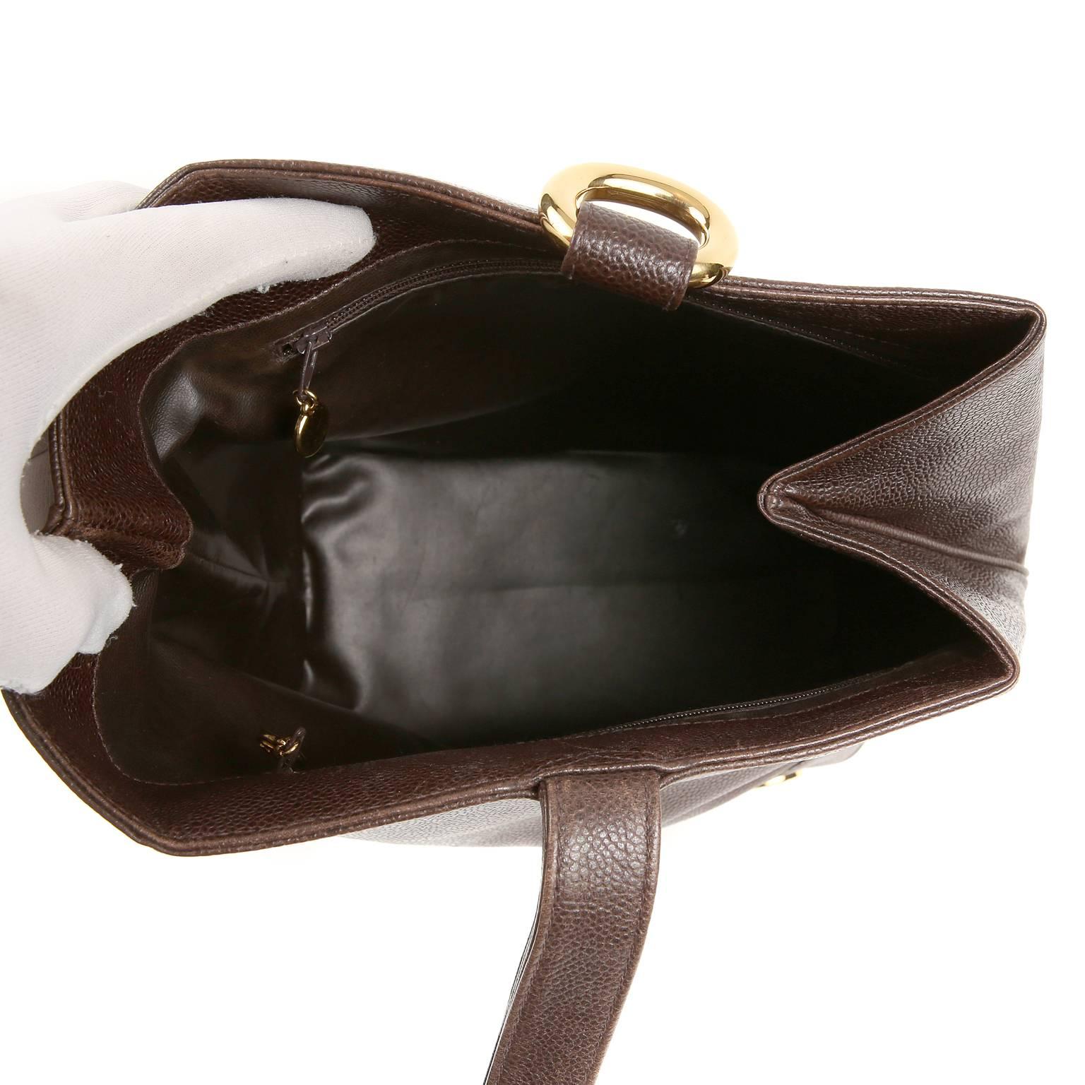 Black Chanel Brown Caviar Leather Sling Bag
