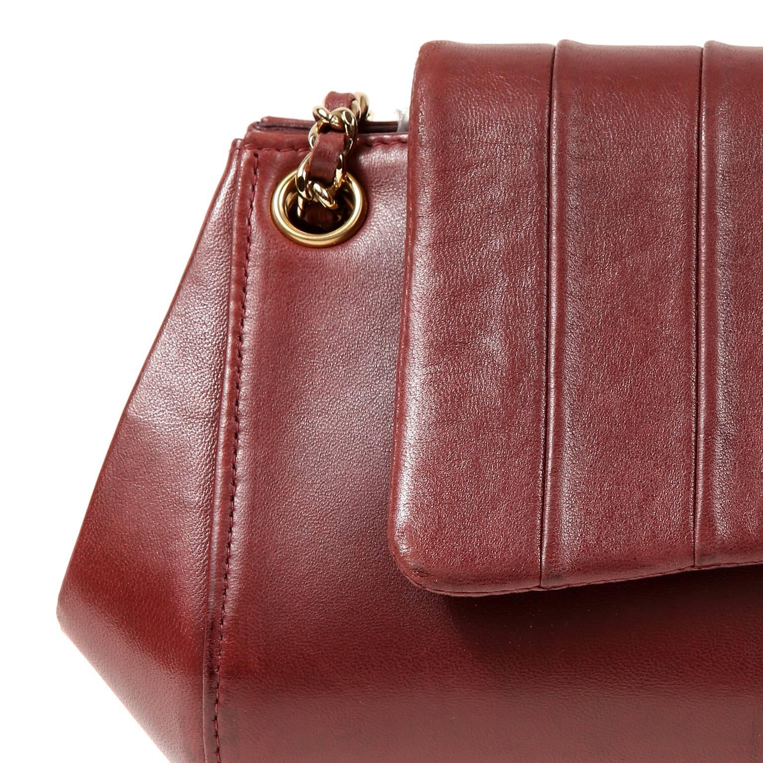 Chanel Burgundy Leather  Accordion Flap Bag For Sale 1