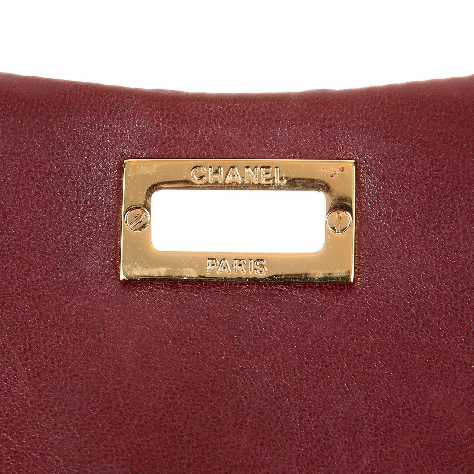 Chanel Burgundy Leather  Accordion Flap Bag For Sale 3