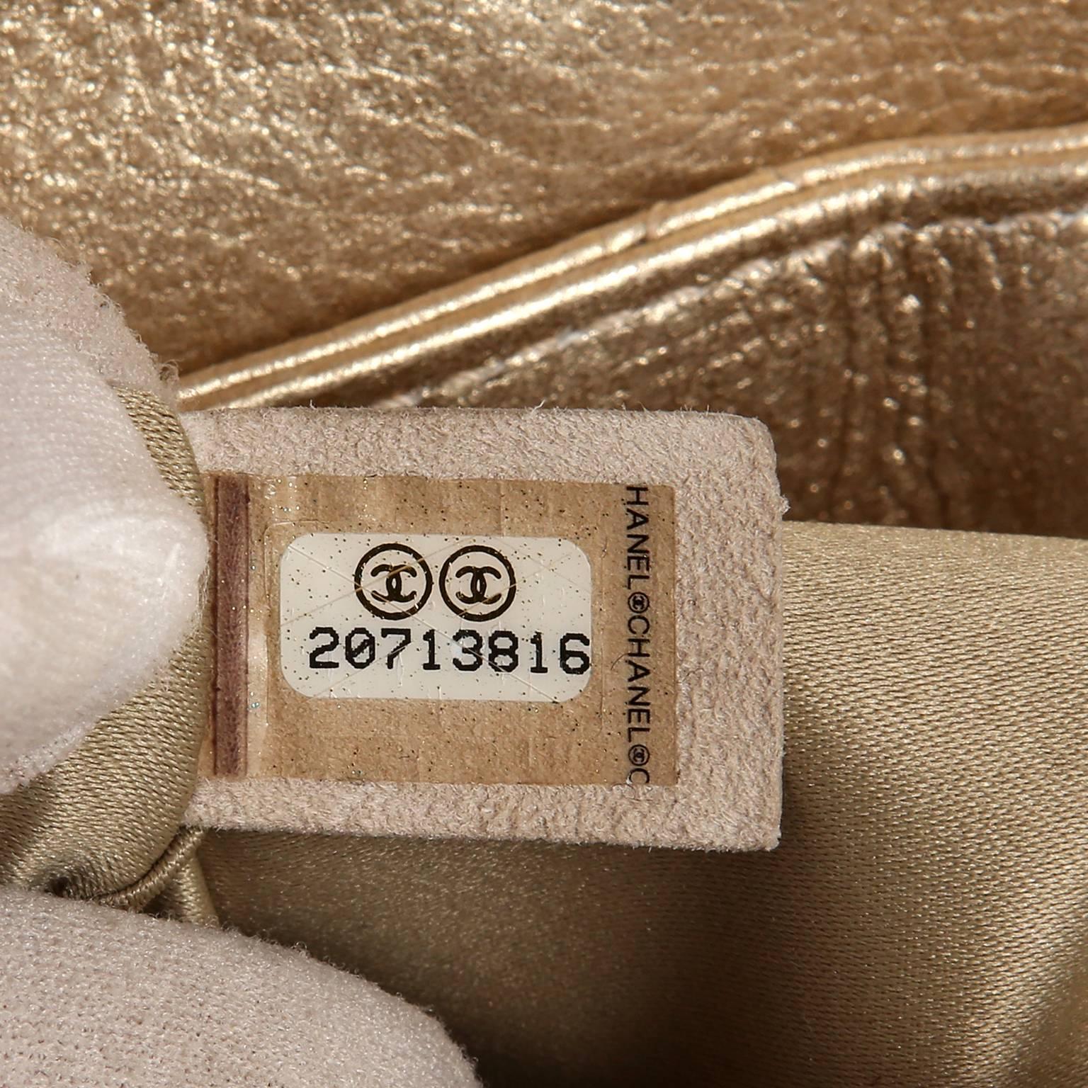 Chanel Metallic Gold Leather Cross Body Clutch Bag 5