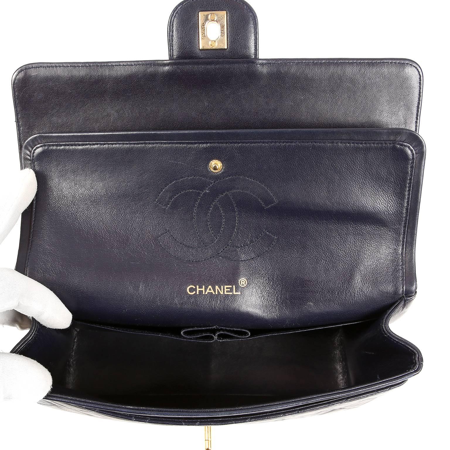 Chanel Navy Lambskin Classic Double Flap Bag- GHW 2