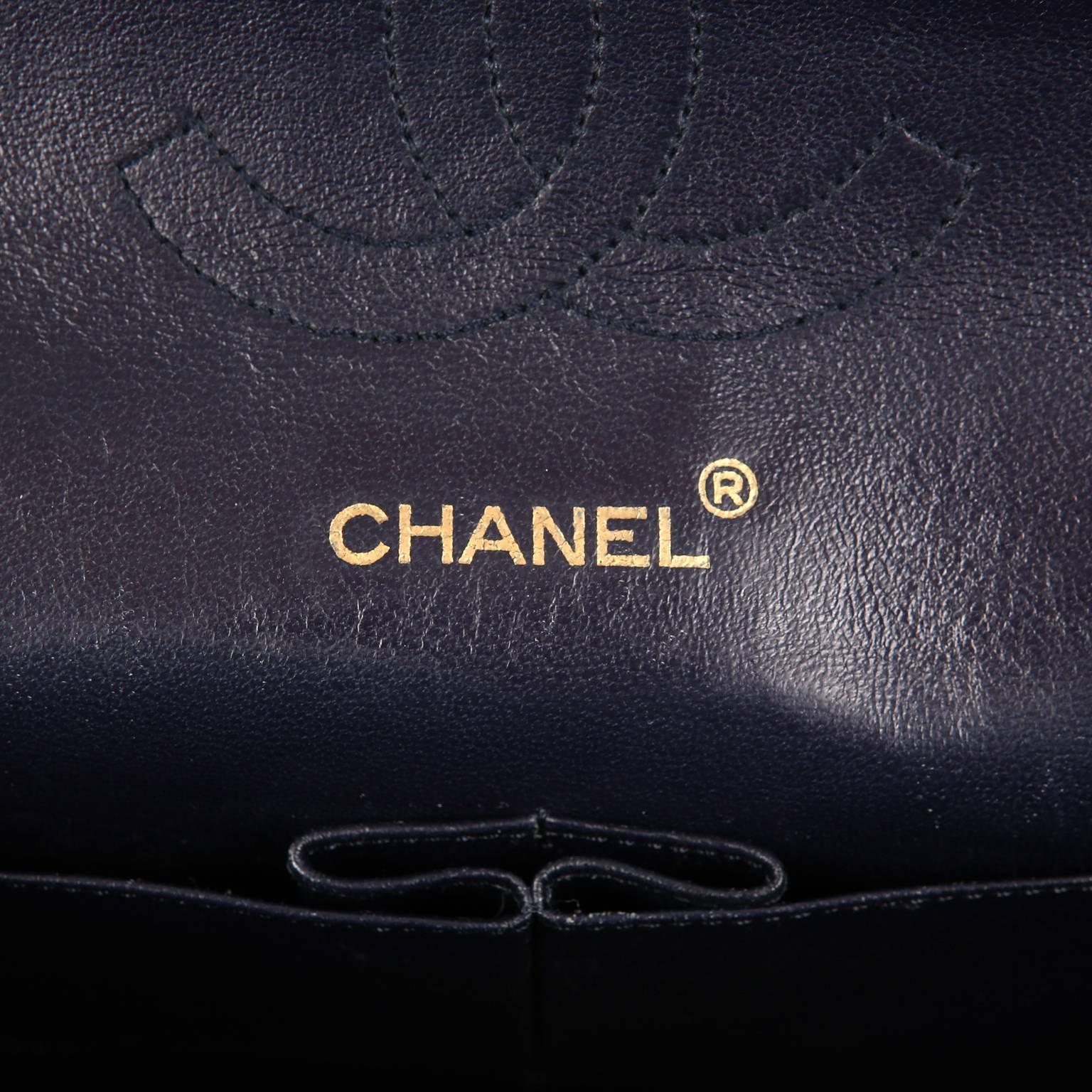 Chanel Navy Lambskin Classic Double Flap Bag- GHW 3