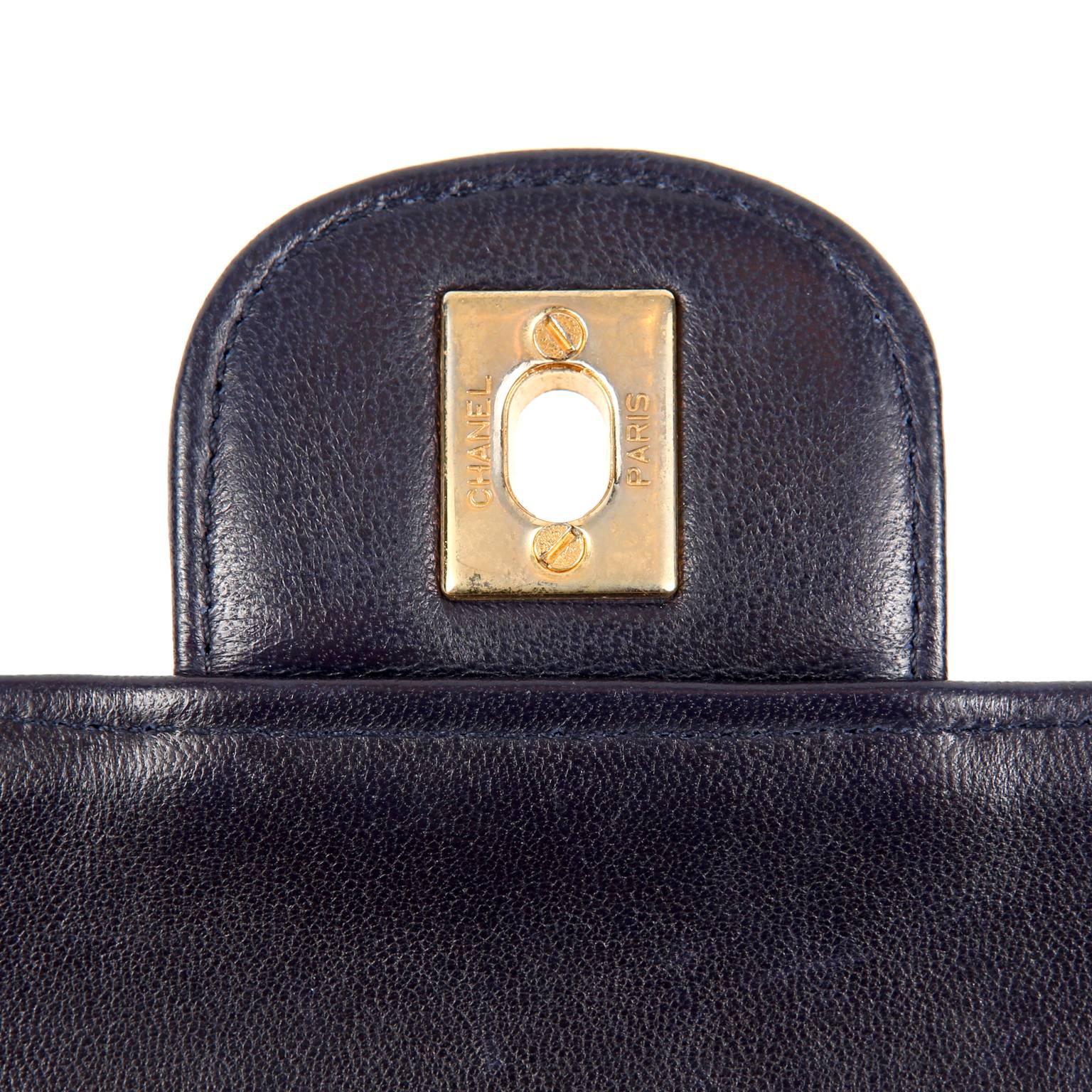 Chanel Navy Lambskin Classic Double Flap Bag- GHW 5