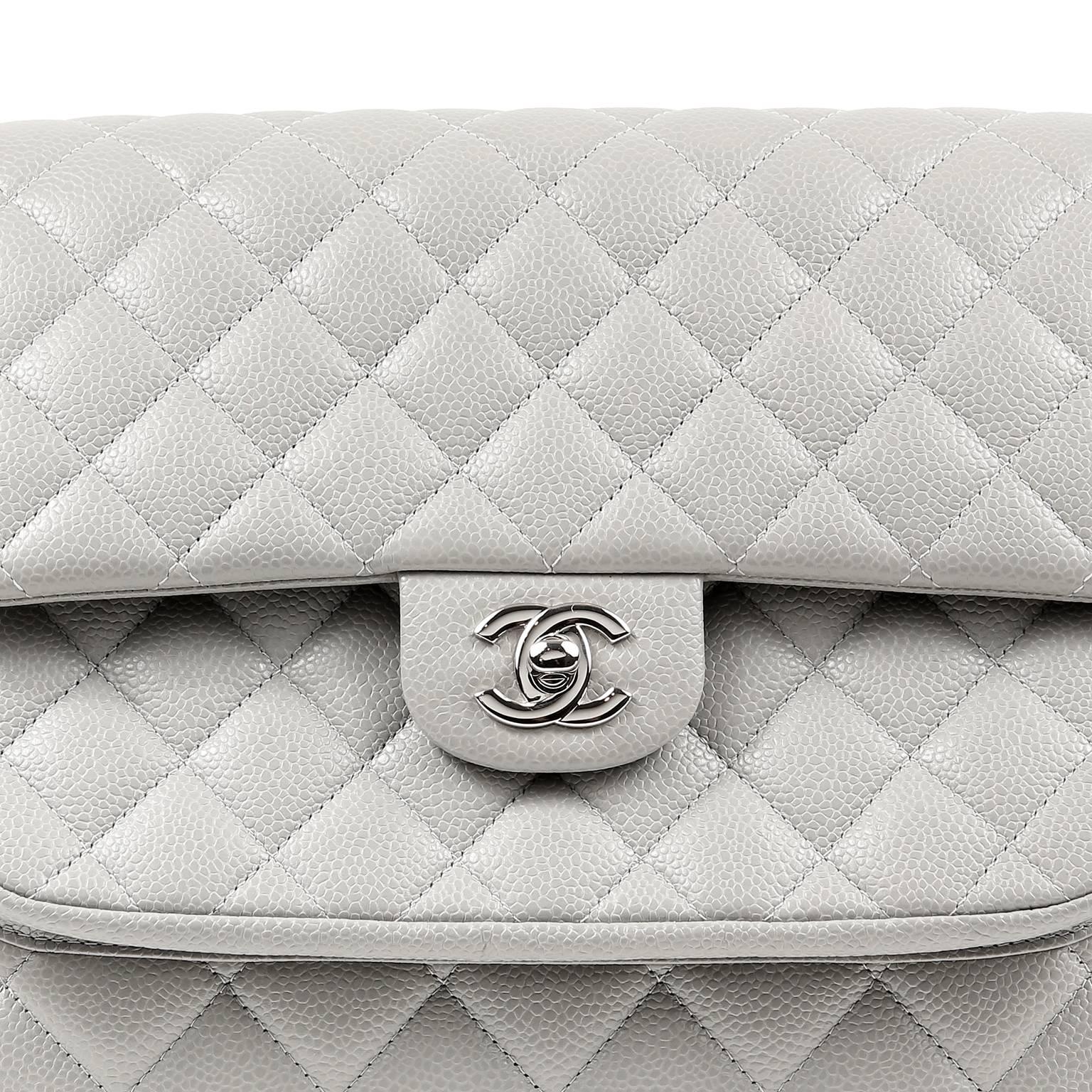 Women's Chanel Grey Caviar Leather Tote Bag