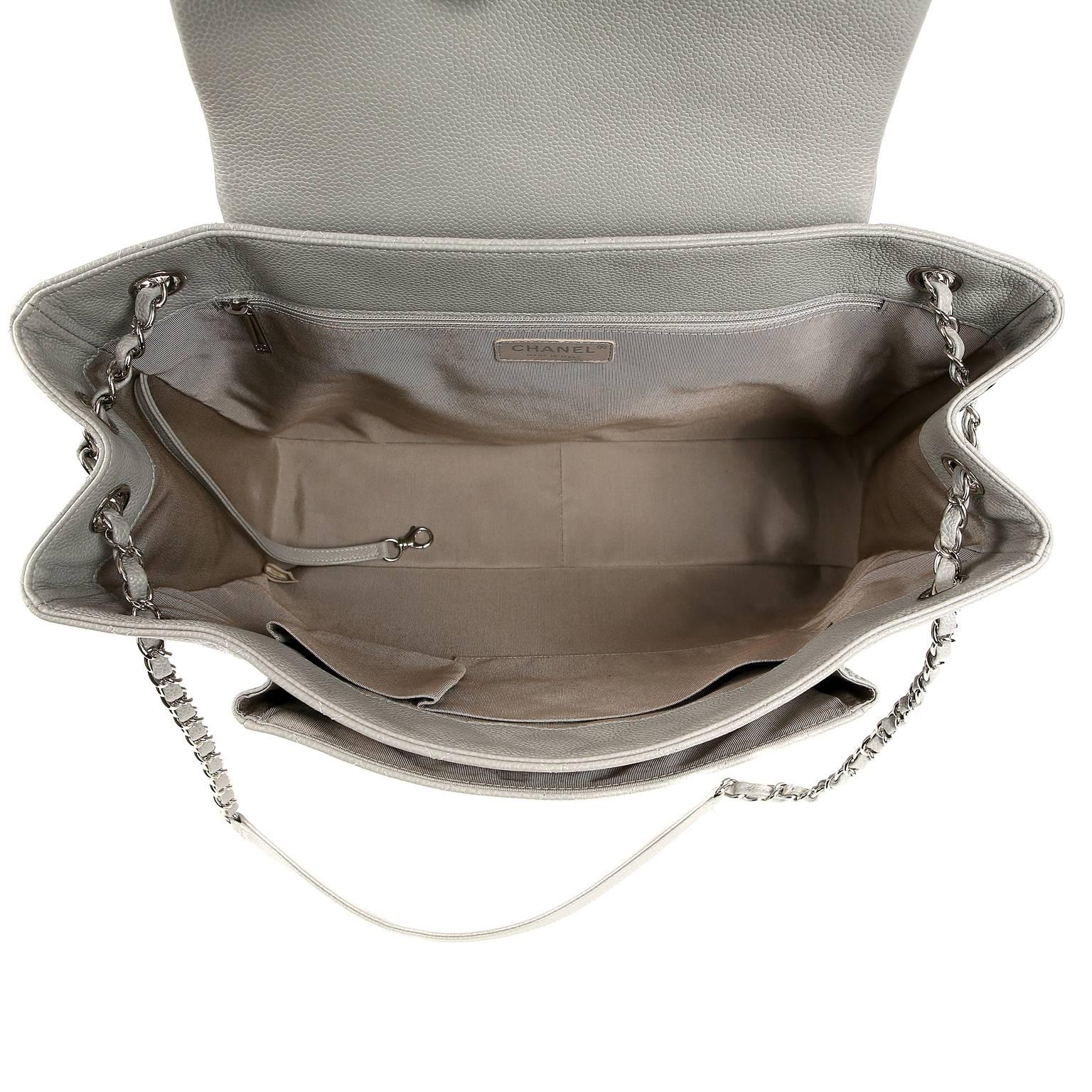 Chanel Grey Caviar Leather Tote Bag 1