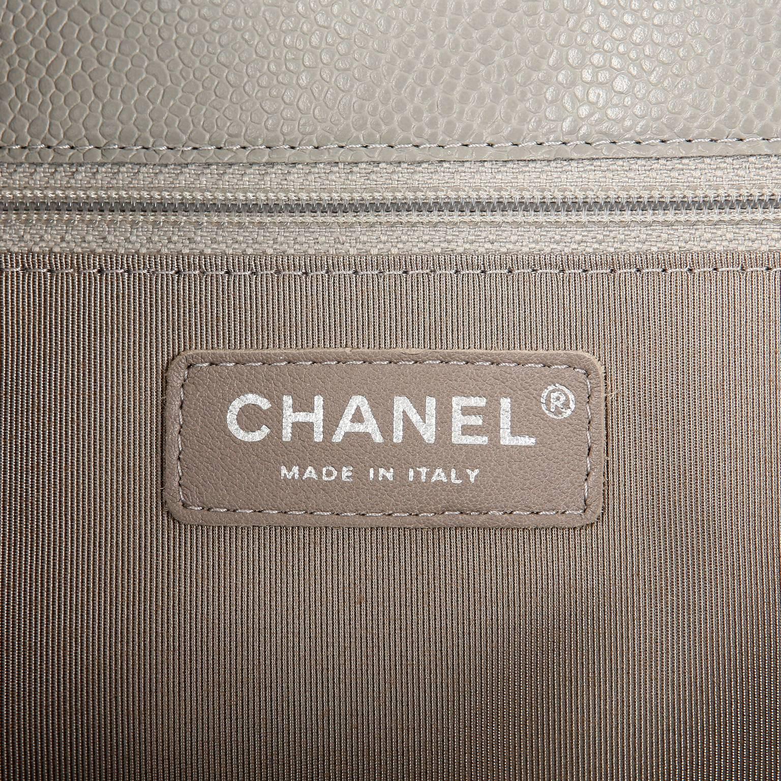 Chanel Grey Caviar Leather Tote Bag 2