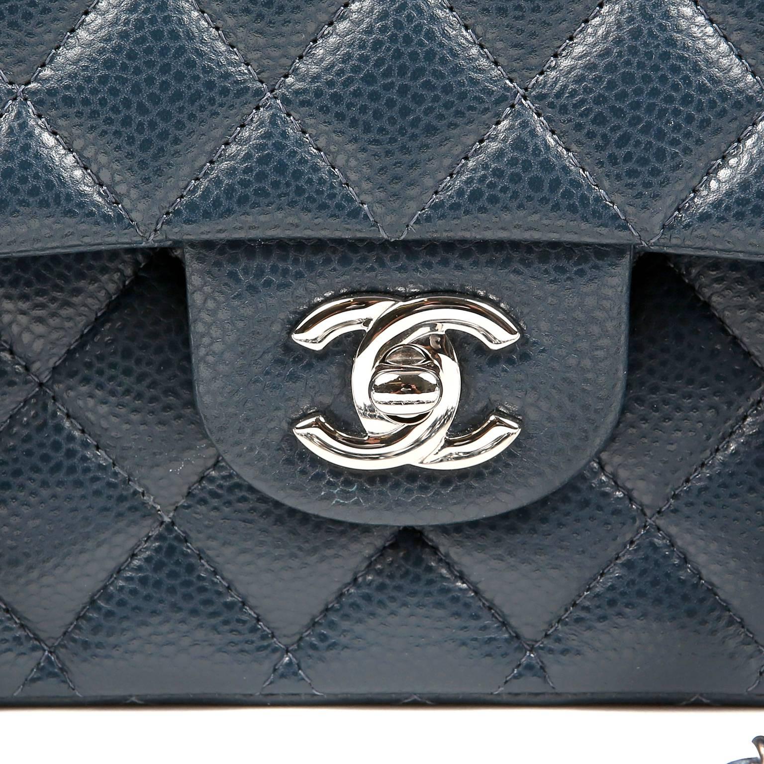 chanel classic flap navy blue