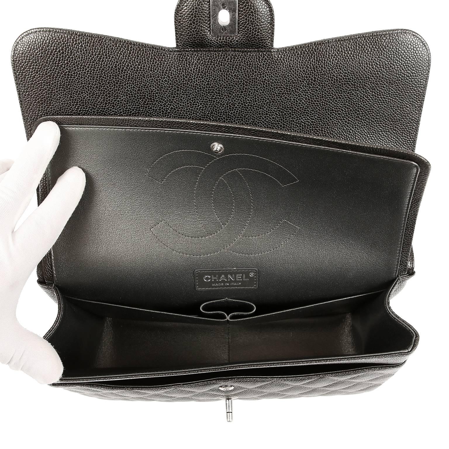 Chanel Graphite Caviar Jumbo Double Flap Classic Bag 1