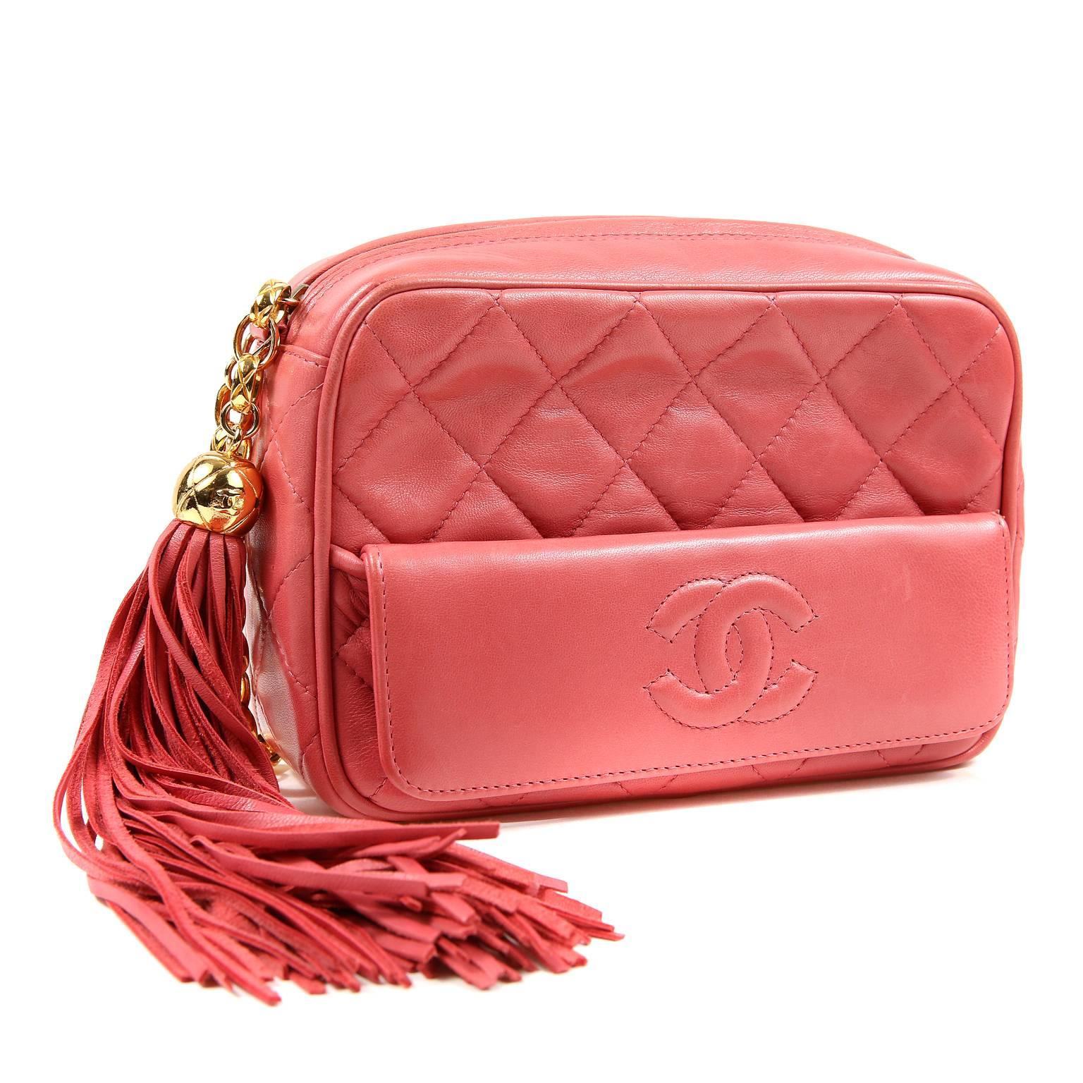 Orange Chanel Pink Leather Vintage Camera Bag