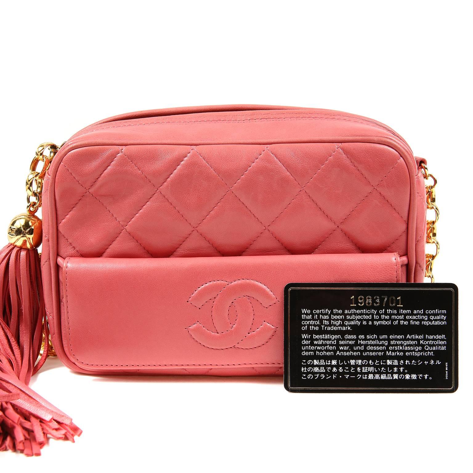 Chanel Pink Leather Vintage Camera Bag 5