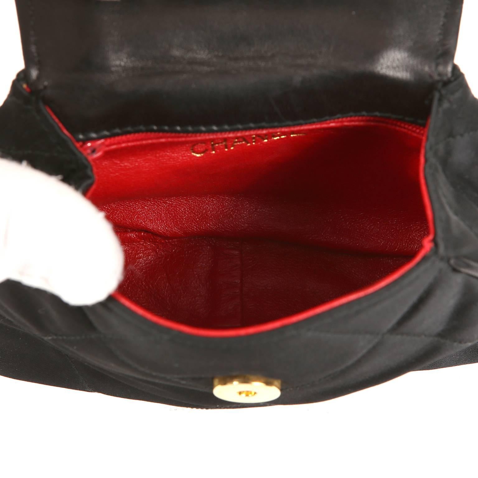 Chanel Vintage Pearl Handle Black Silk Evening  Bag 3