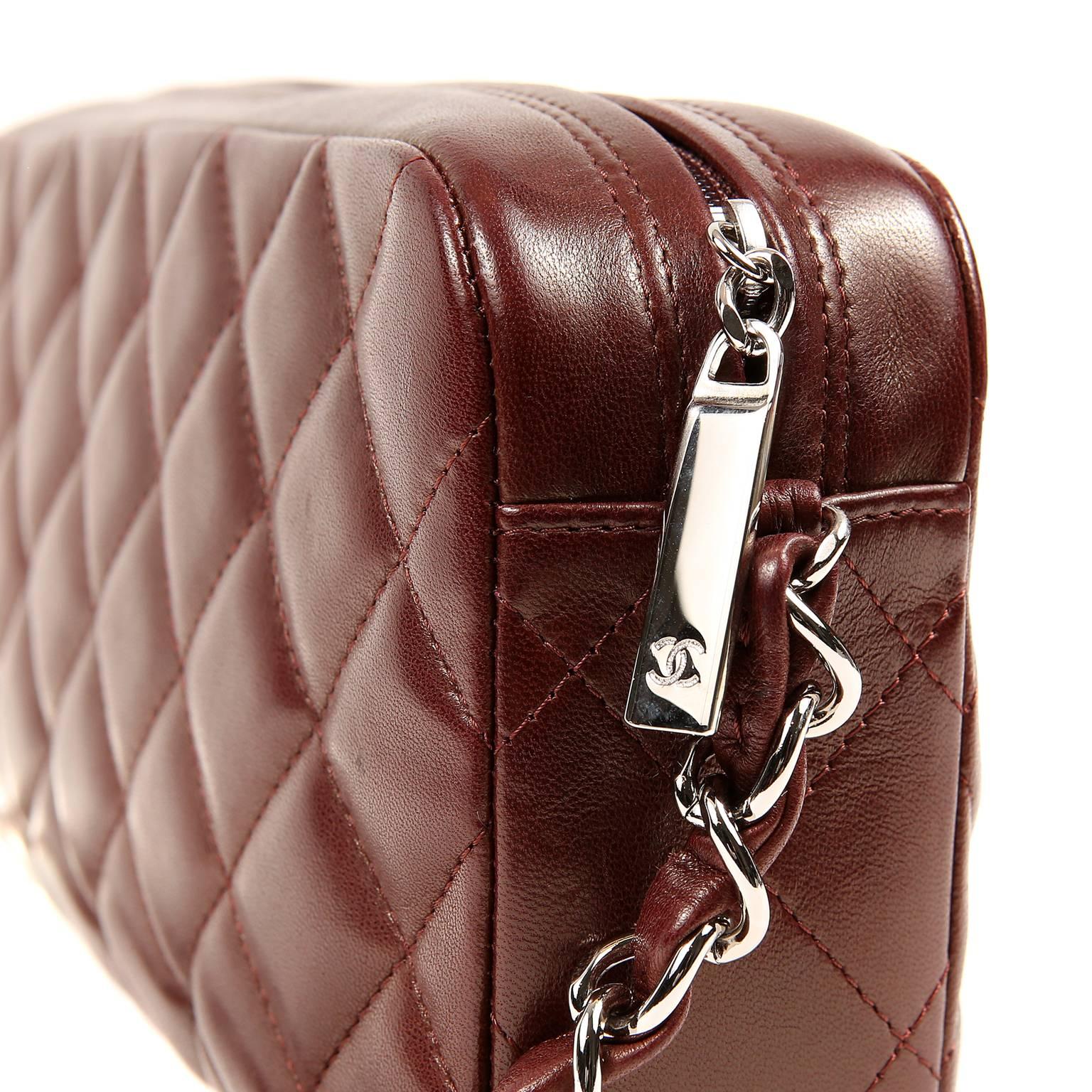 Brown Chanel Burgundy Leather Pocket Camera Bag For Sale