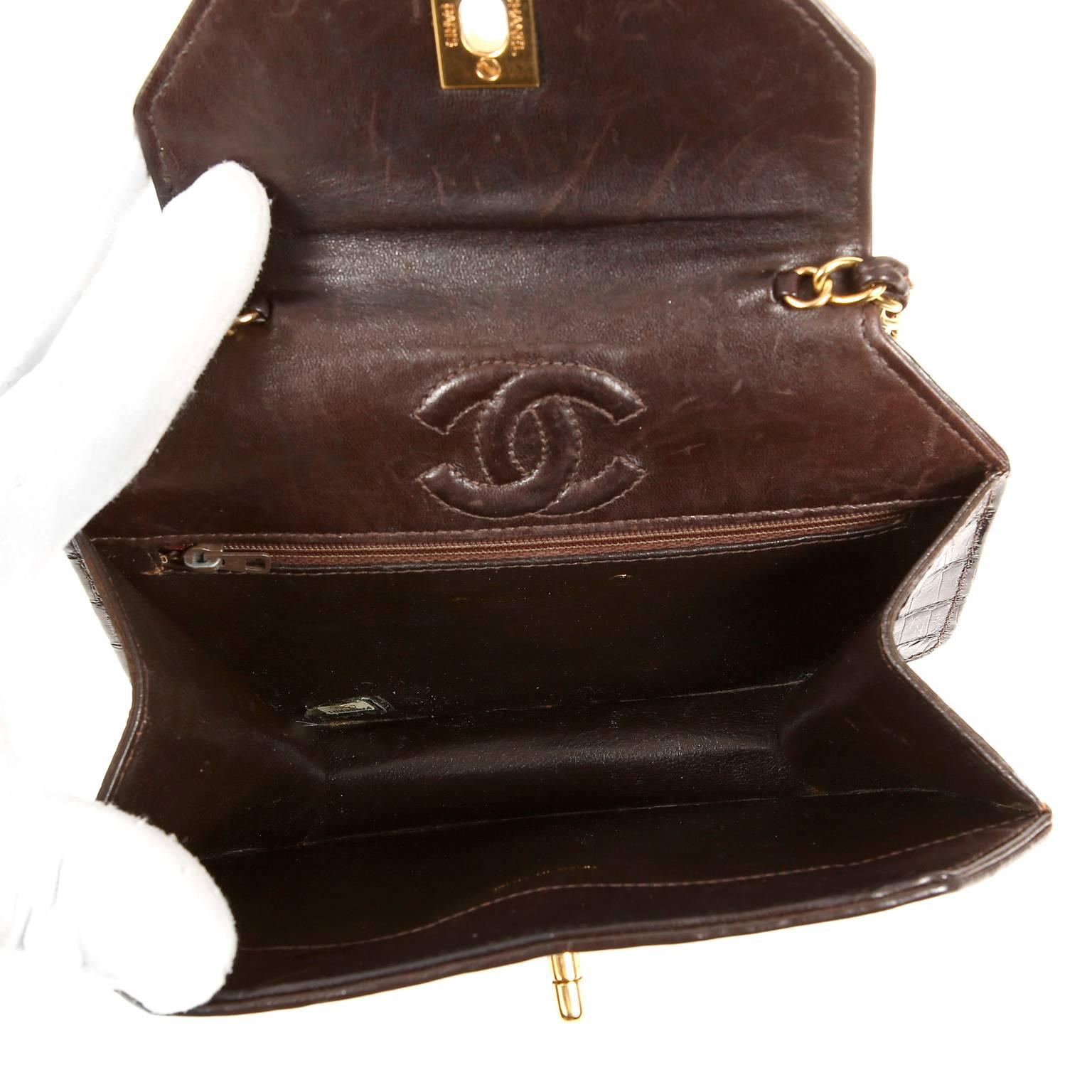 Chanel Espresso Crocodile Vintage Octagonal Bag For Sale 1