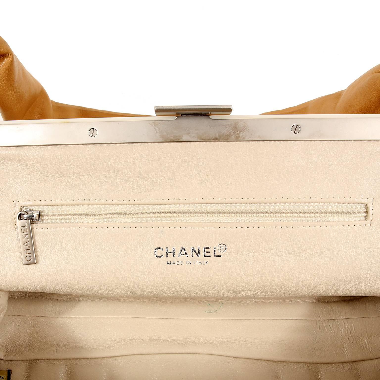 Chanel Beige Square Quilted Frame Bag For Sale 4
