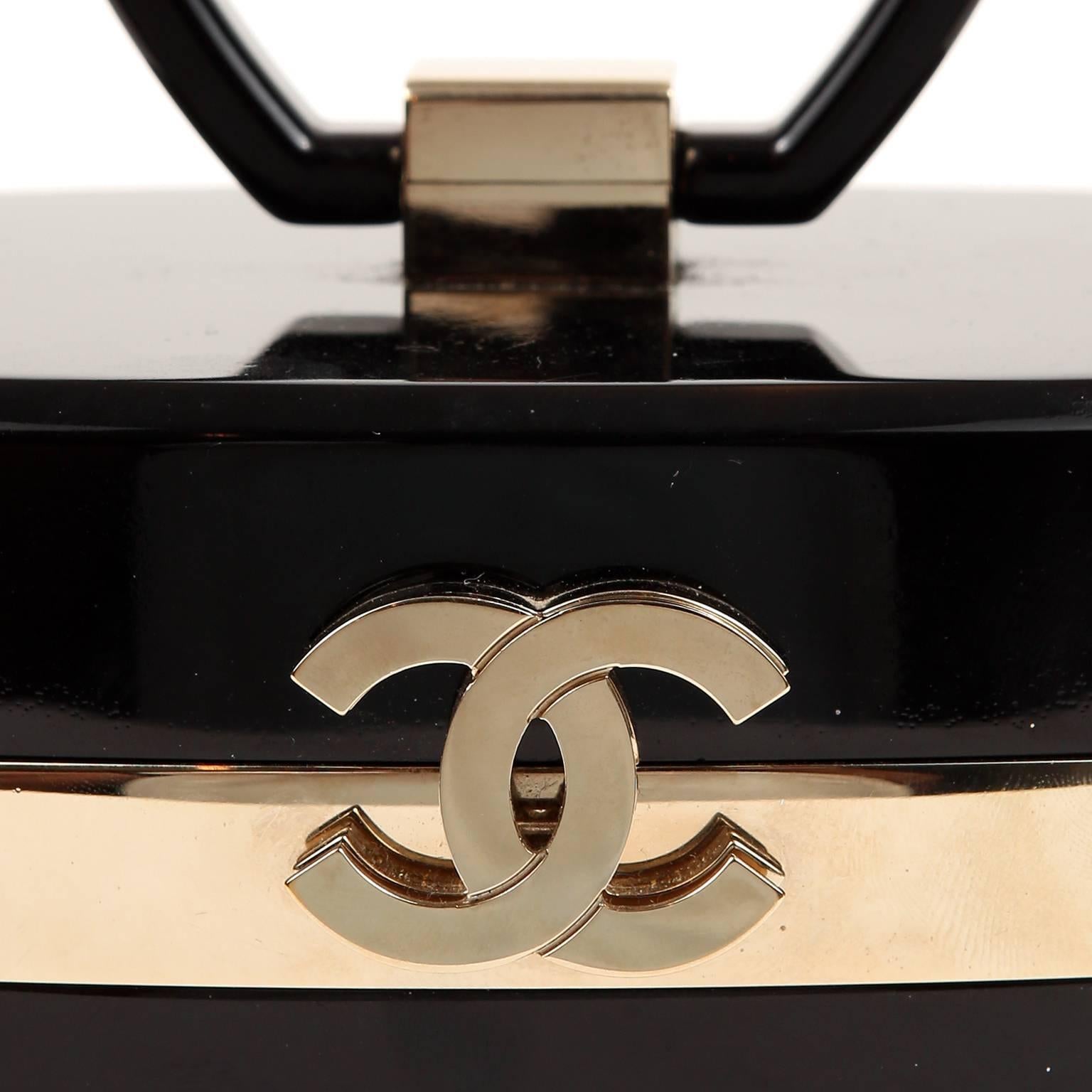 Chanel Black Lucite and Gold Devil Wears Prada Bag In Excellent Condition In Malibu, CA