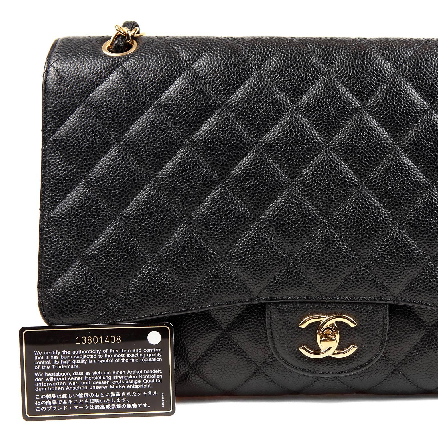 Chanel Black Caviar Maxi Flap with Gold Hardware 6