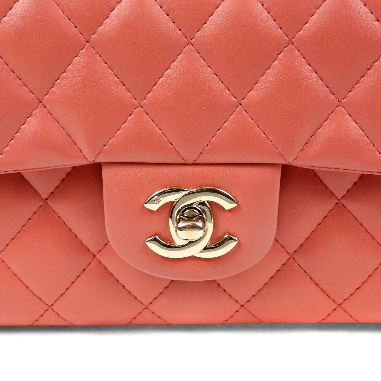Women's Chanel Salmon Lambskin East West Flap Bag