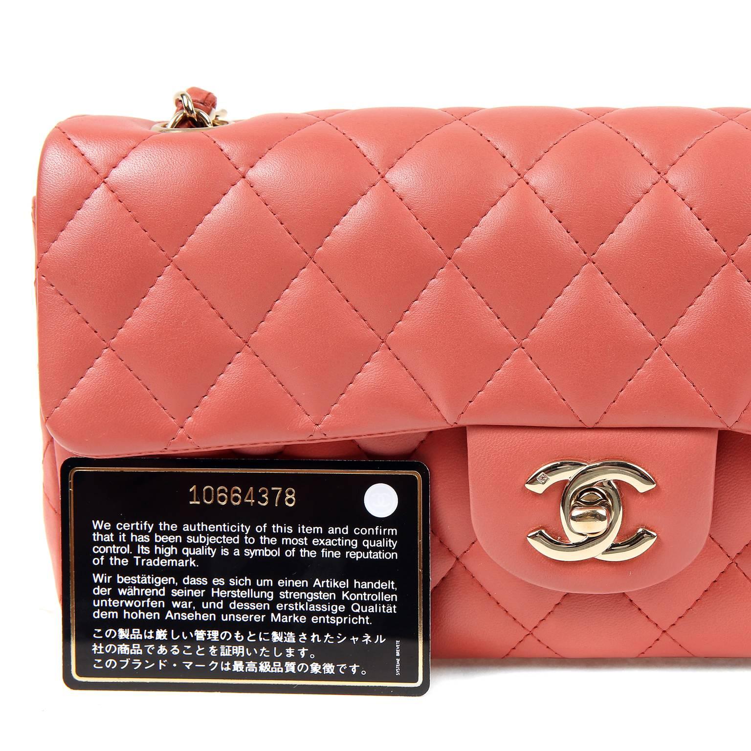 Chanel Salmon Lambskin East West Flap Bag 4