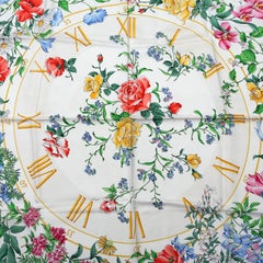Gucci Purple Silk Floral Clock Scarf