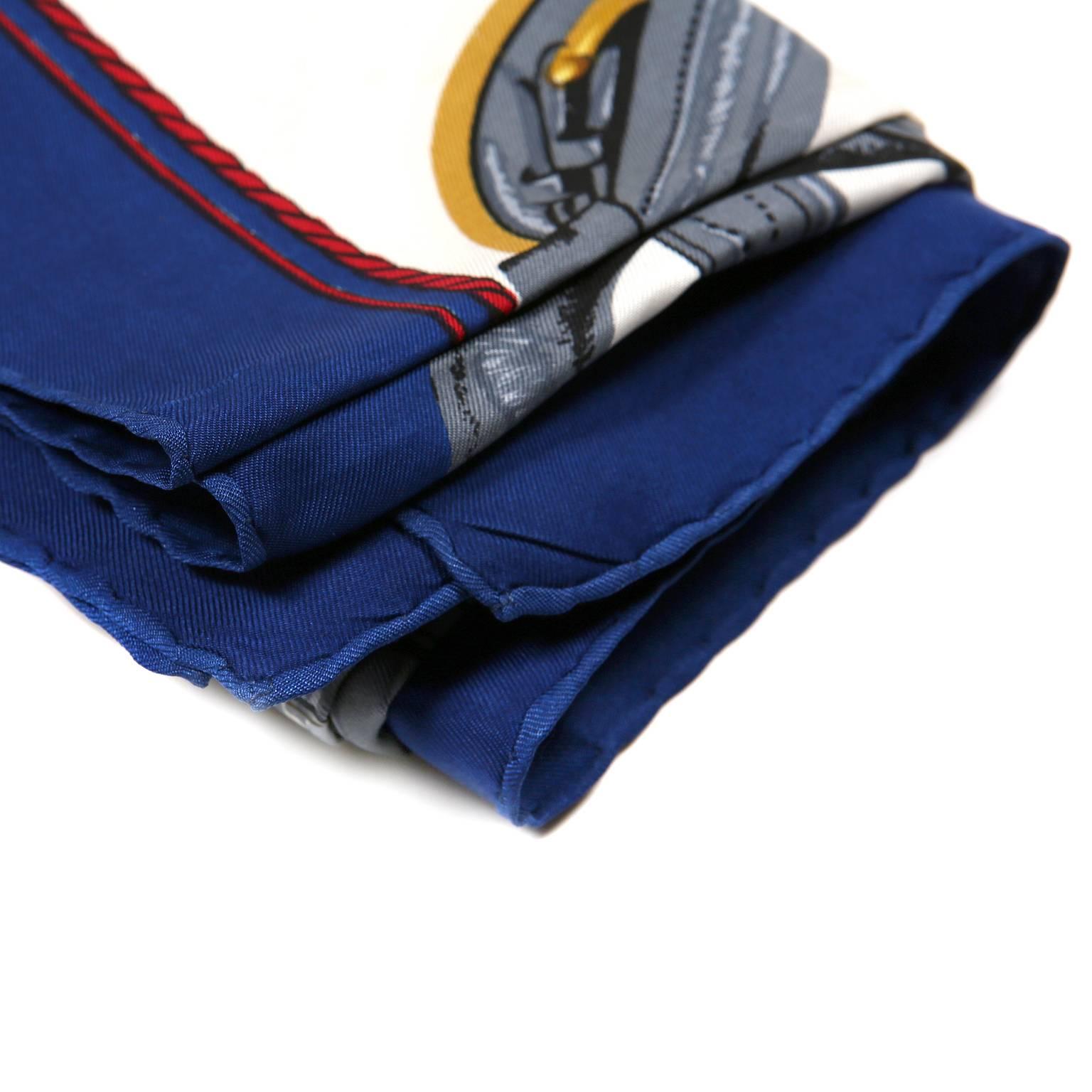 Hermès Blue Silk Harnais de Ceremonie Scarf 3
