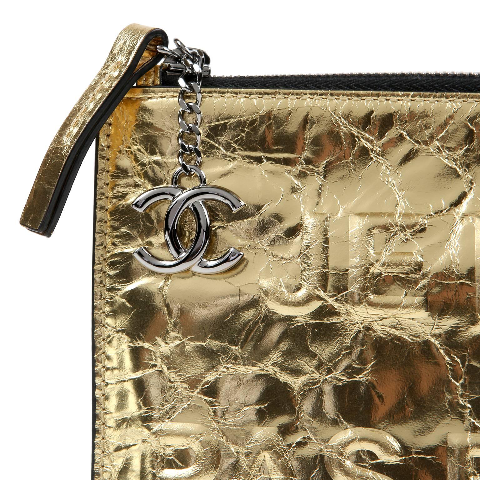 Chanel Gold Je Ne Suis Pas En Solde Clutch For Sale 1