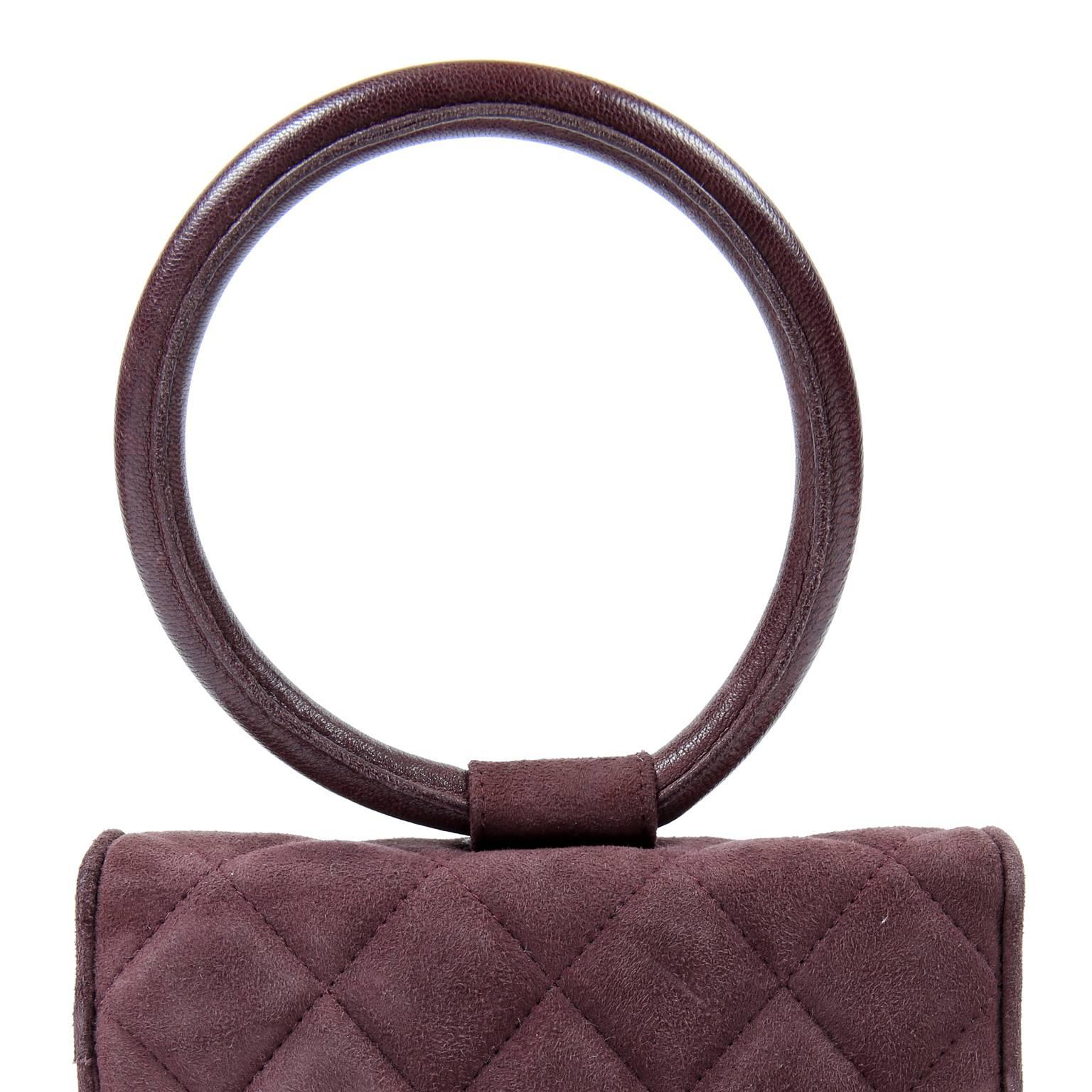 Chanel Wine Suede Gripoix Jeweled Evening Bag For Sale 1