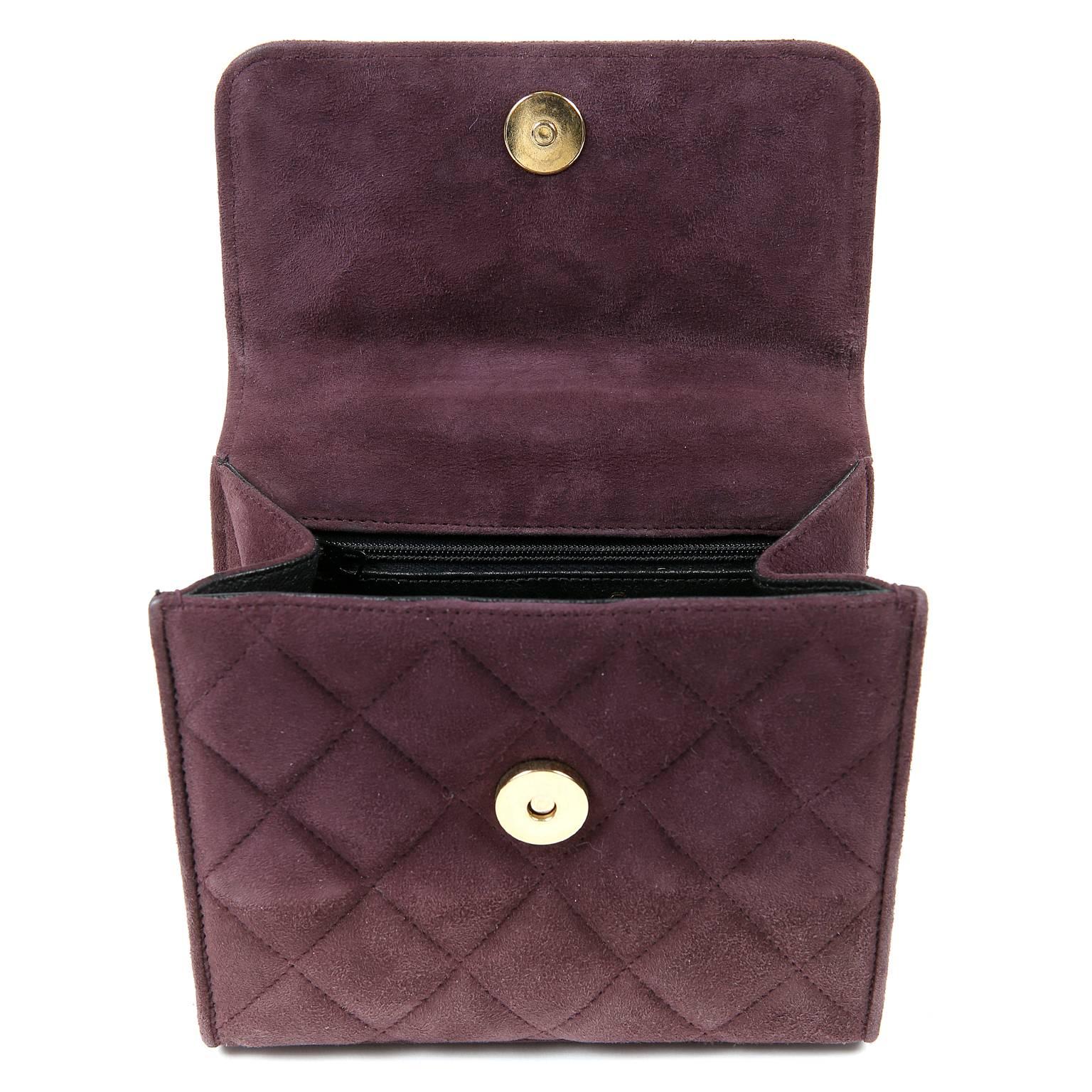 Chanel Wine Suede Gripoix Jeweled Evening Bag For Sale 2