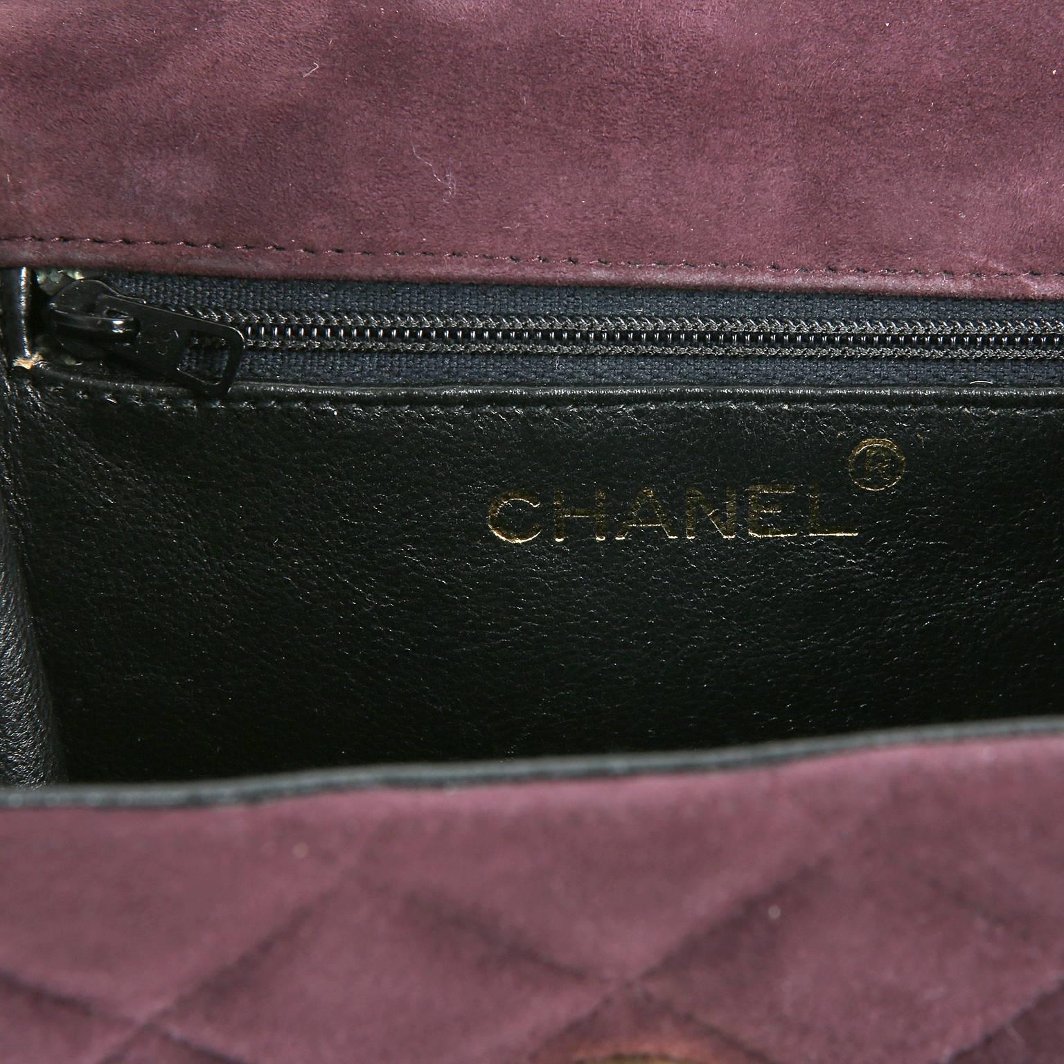 Chanel Wine Suede Gripoix Jeweled Evening Bag For Sale 4