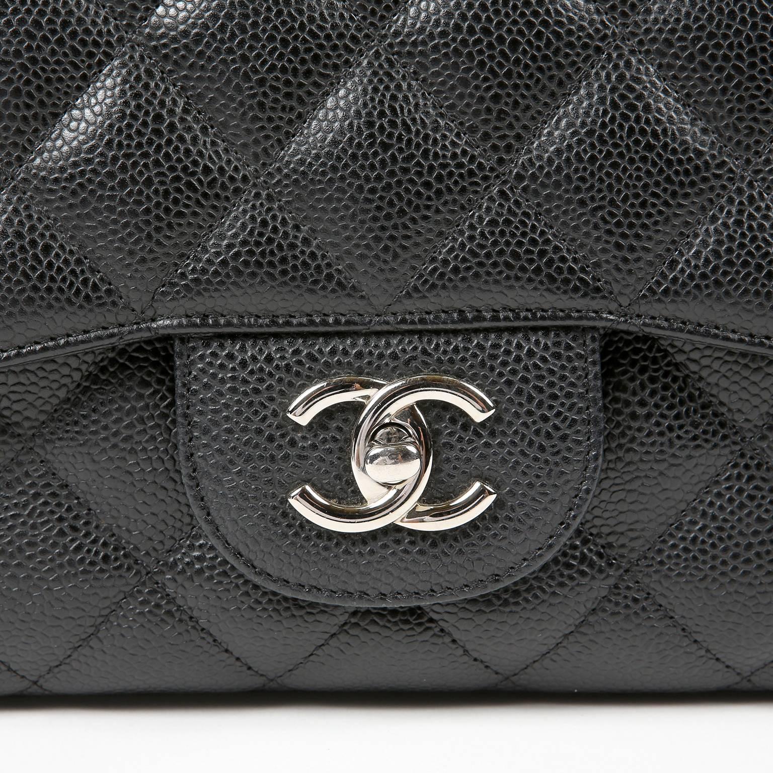 Chanel Black Caviar Jumbo Classic Single Flap Bag 1