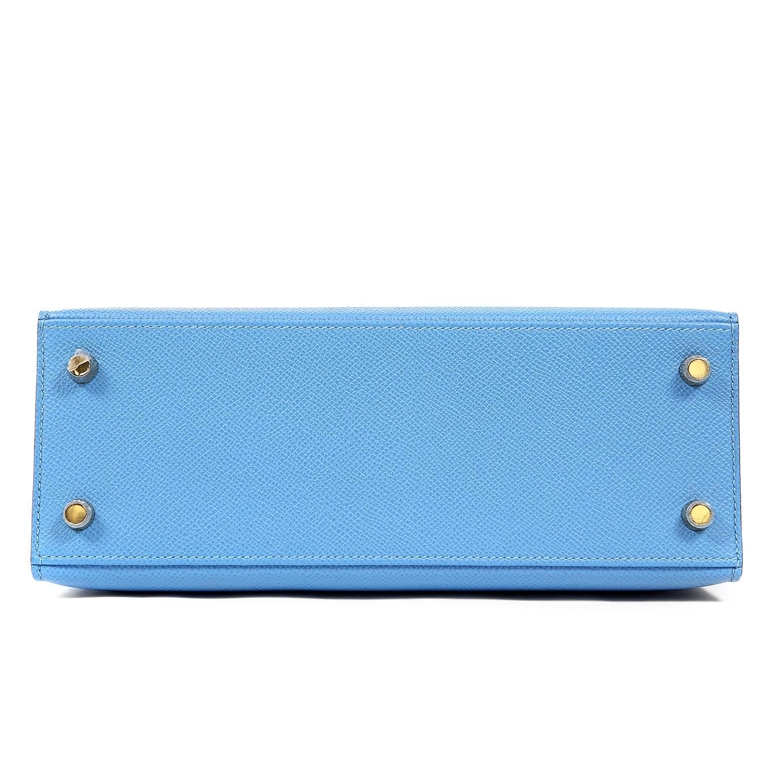 Women's Hermes Blue Paradise Epsom 25 cm Kelly Sellier with GHW