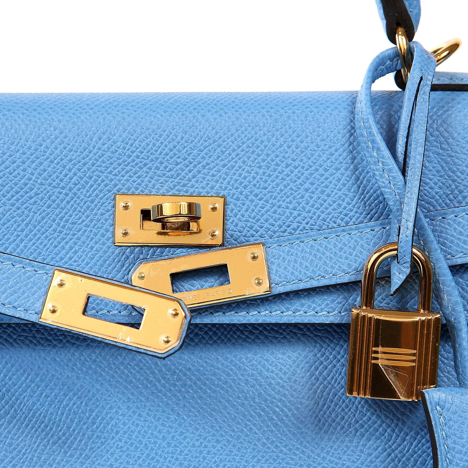 Hermes Blue Paradise Epsom 25 cm Kelly Sellier with GHW 2