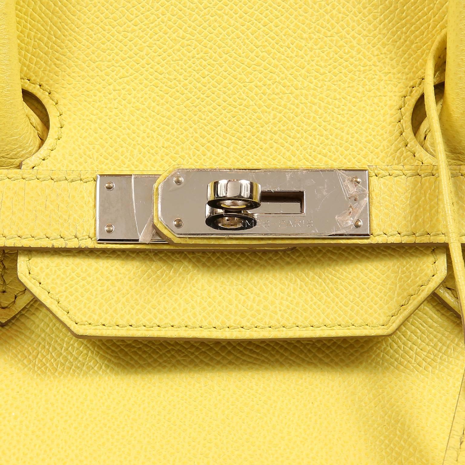 Hermes Soufre Yellow Epsom 35 cm Birkin- PHW In Excellent Condition For Sale In Malibu, CA