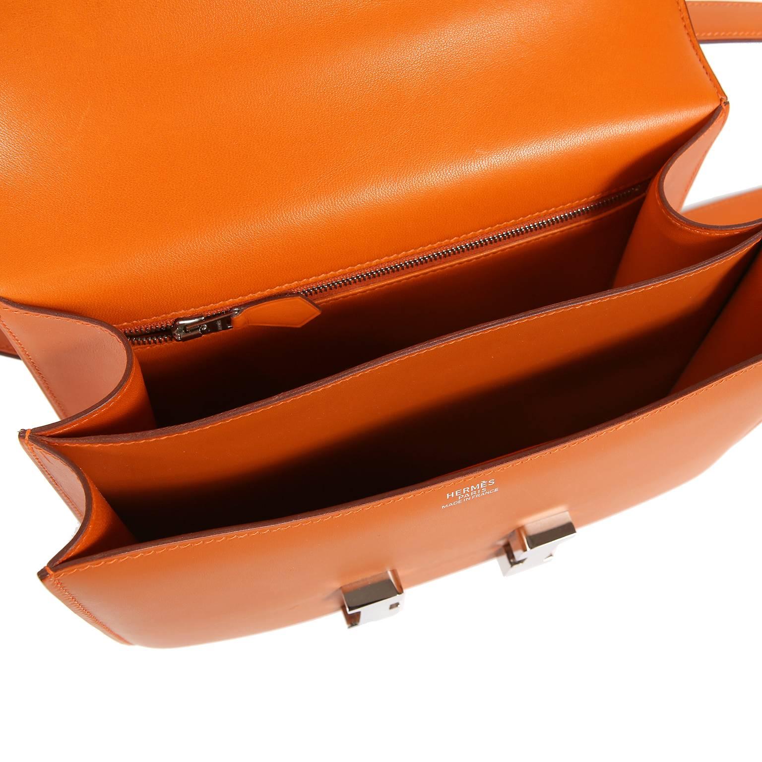 Hermes Orange Swift Leather Double Gusset Constance 24 2