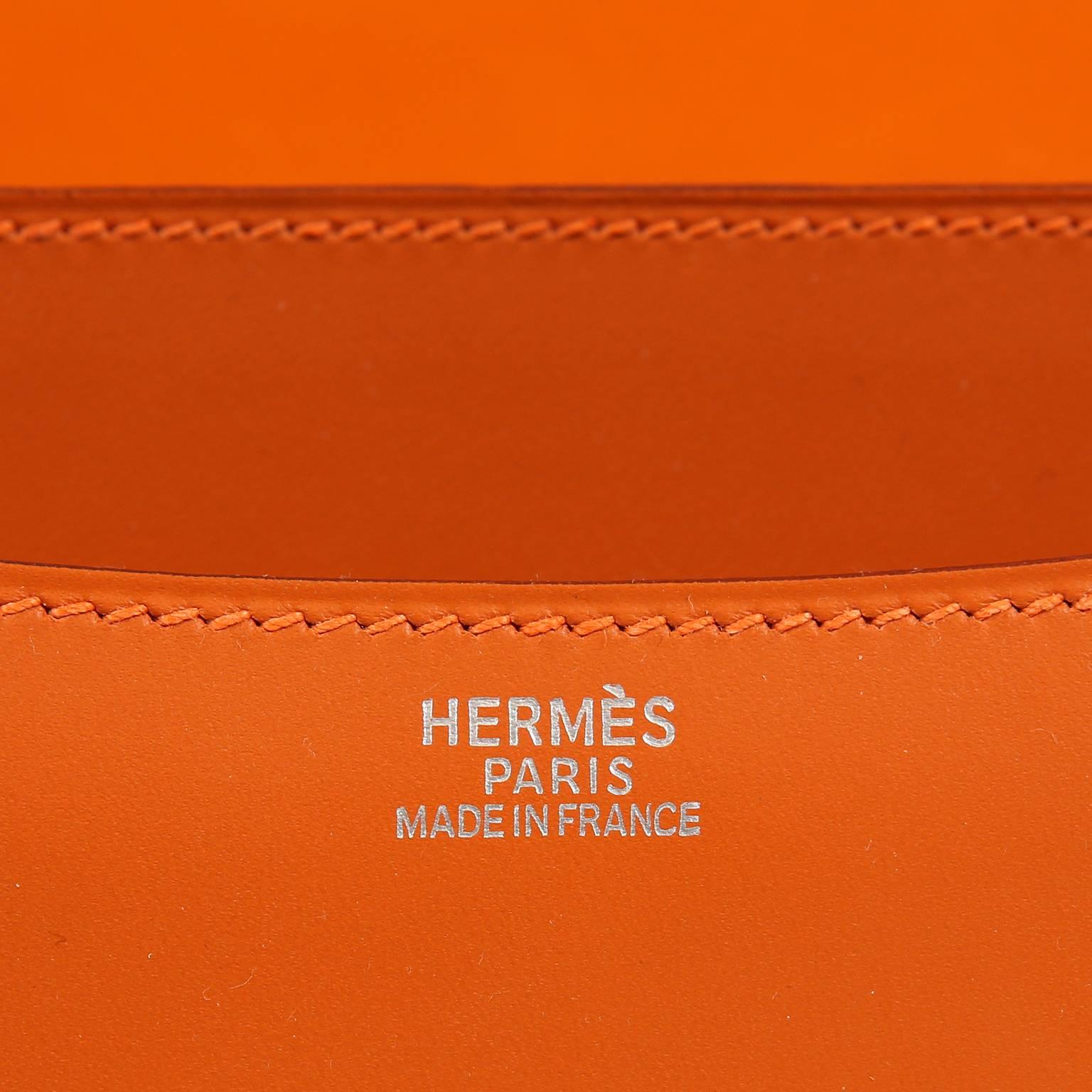 Hermes Orange Swift Leather Double Gusset Constance 24 3