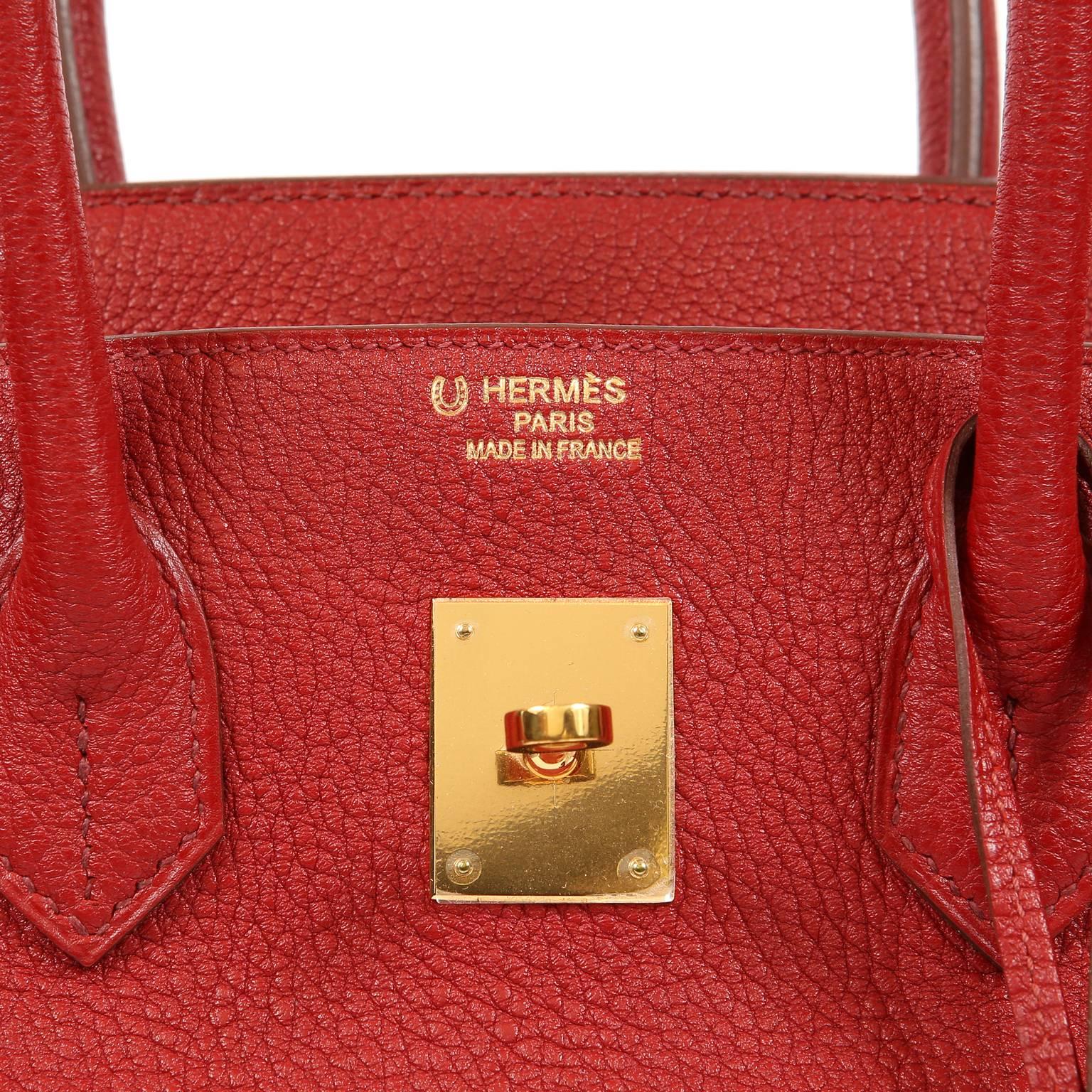 Hermes Rouge H Togo Horseshoe 35 cm Birkin Bag- GHW For Sale 1
