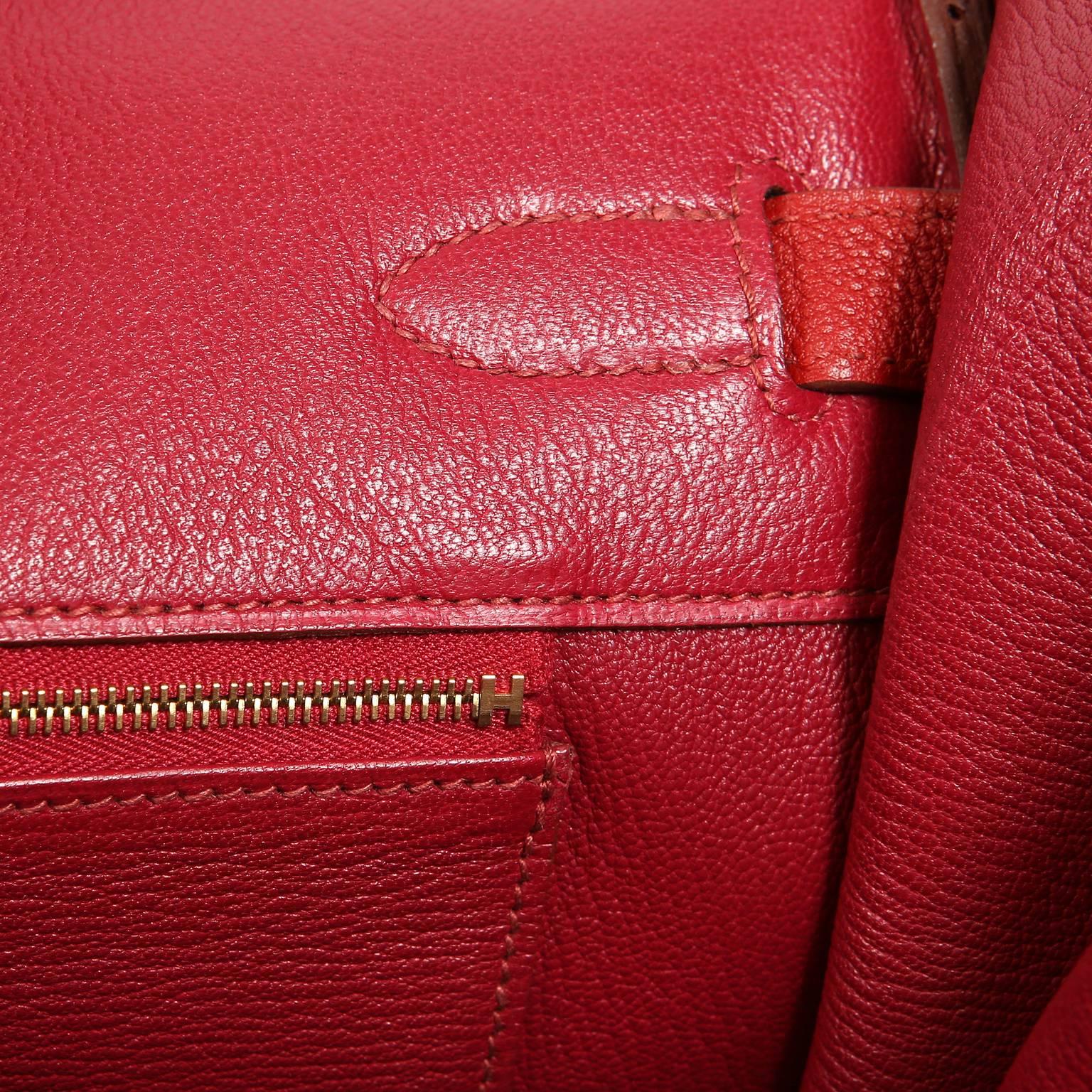 Hermes Rouge H Togo Horseshoe 35 cm Birkin Bag- GHW For Sale 4