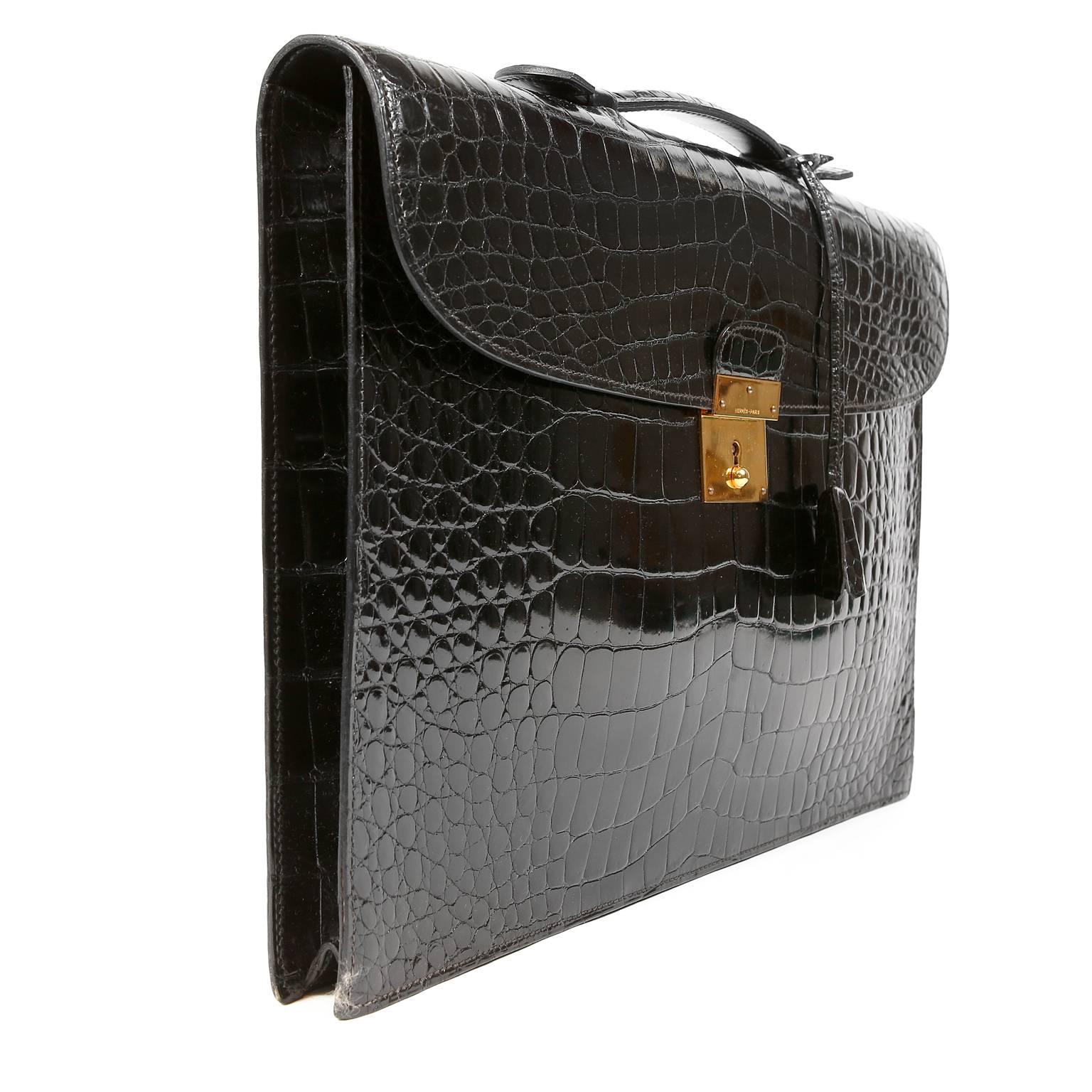 hermes crocodile briefcase