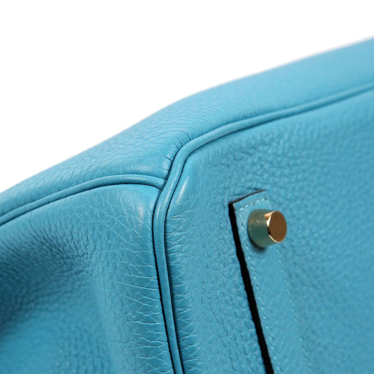 Women's Hermes Turquoise Togo 35 cm Birkin Bag with GHW For Sale