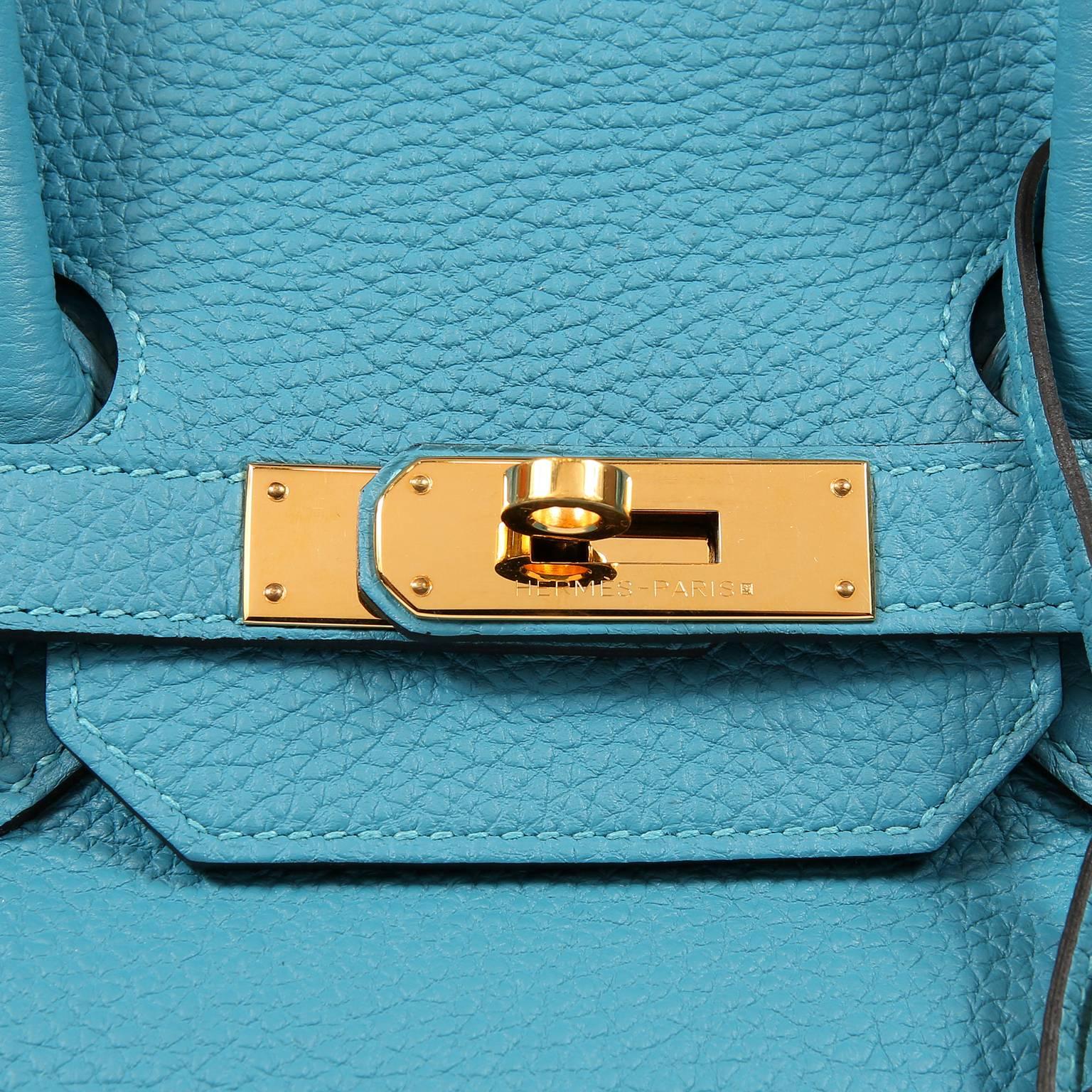 Hermes Turquoise Togo 35 cm Birkin Bag with GHW For Sale 1