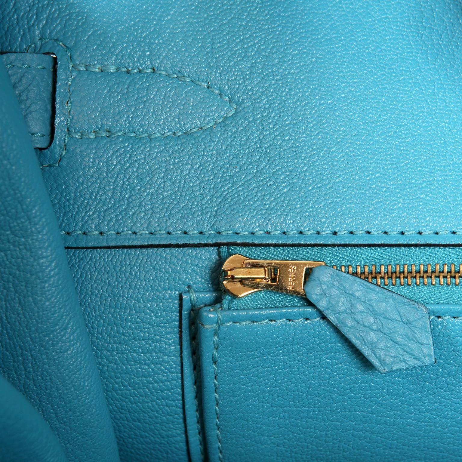 Hermes Turquoise Togo 35 cm Birkin Bag with GHW For Sale 4