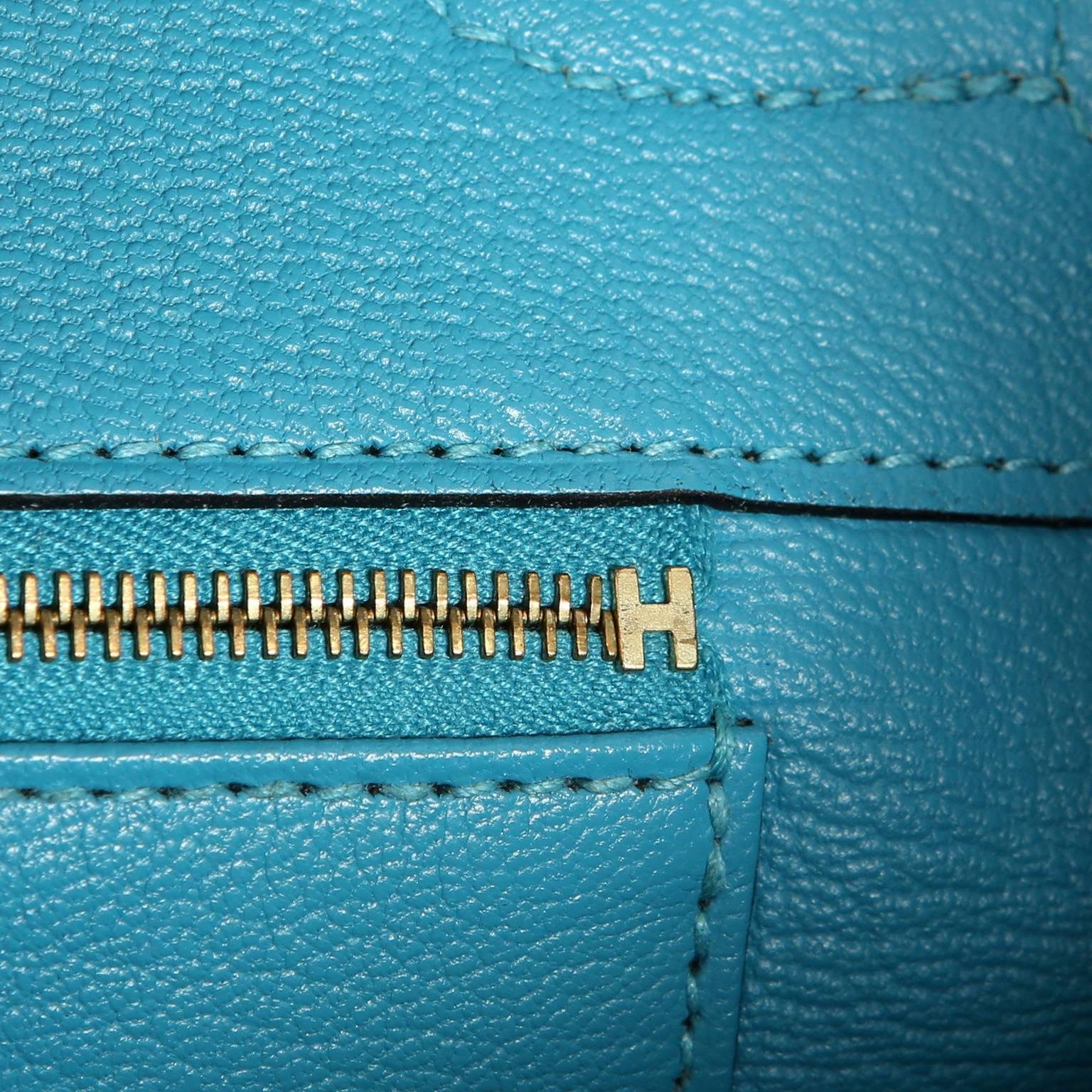 Hermes Turquoise Togo 35 cm Birkin Bag with GHW For Sale 5