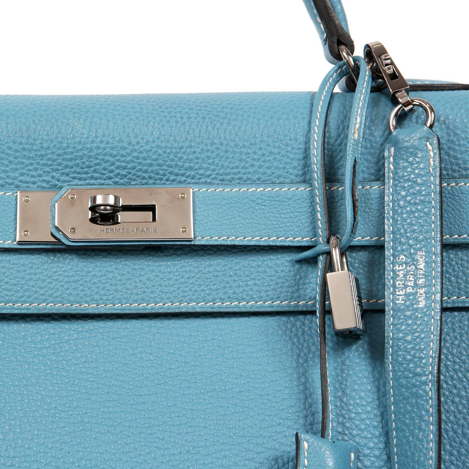 Hermes Blue Jean Togo 40 cm Kelly Bag 2