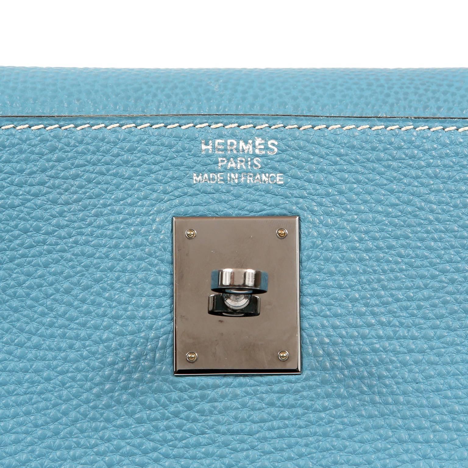 Hermes Blue Jean Togo 40 cm Kelly Bag 3