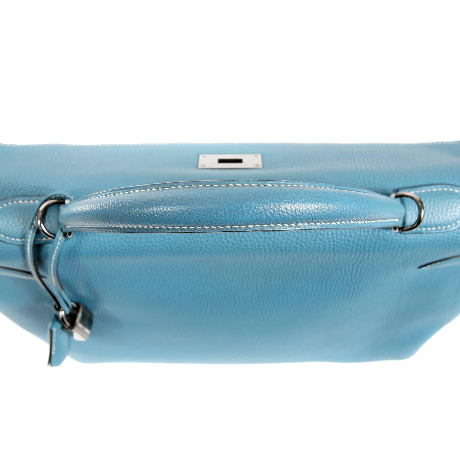 Hermes Blue Jean Togo 40 cm Kelly Bag 4
